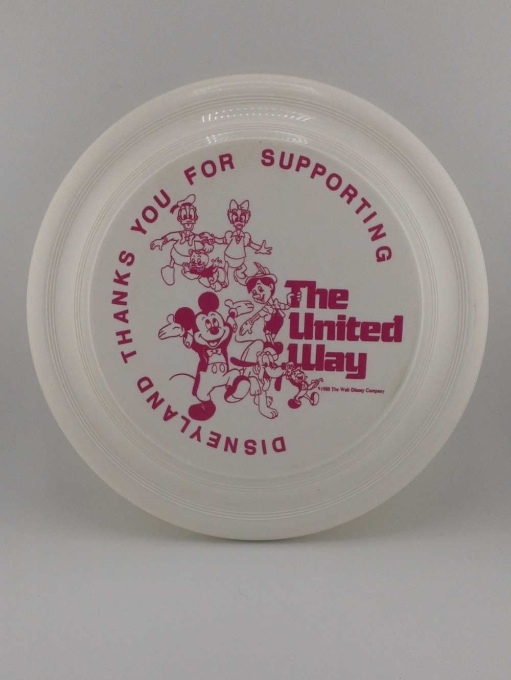 Vintage Walt Disney Company Disneyland Souvenir Frisbee Supporting United Way